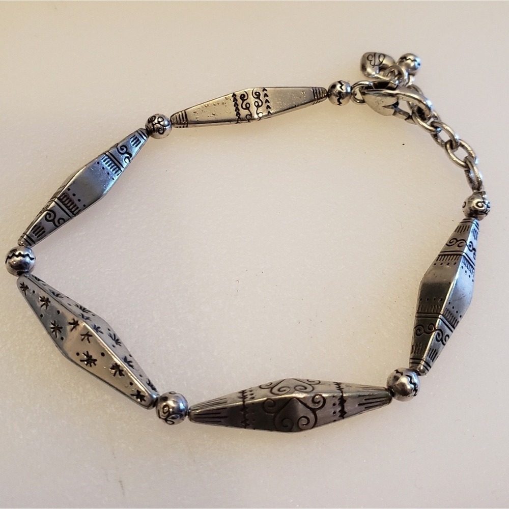 BRIGHTON Retired etched triangle bead silver‎ plate bracelet
